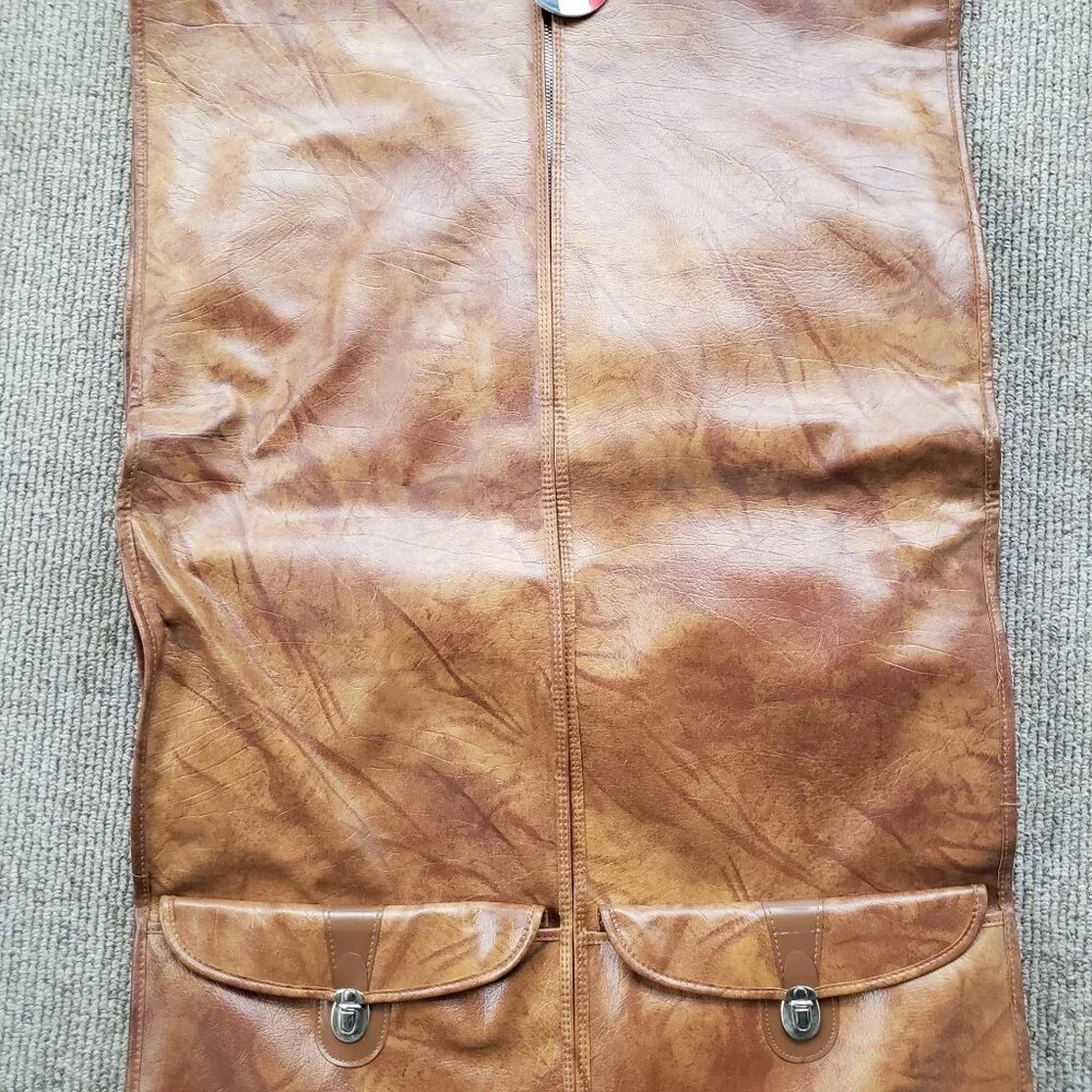 Vintage American Tourister Luggage Garment Suit Bag Leather Brown